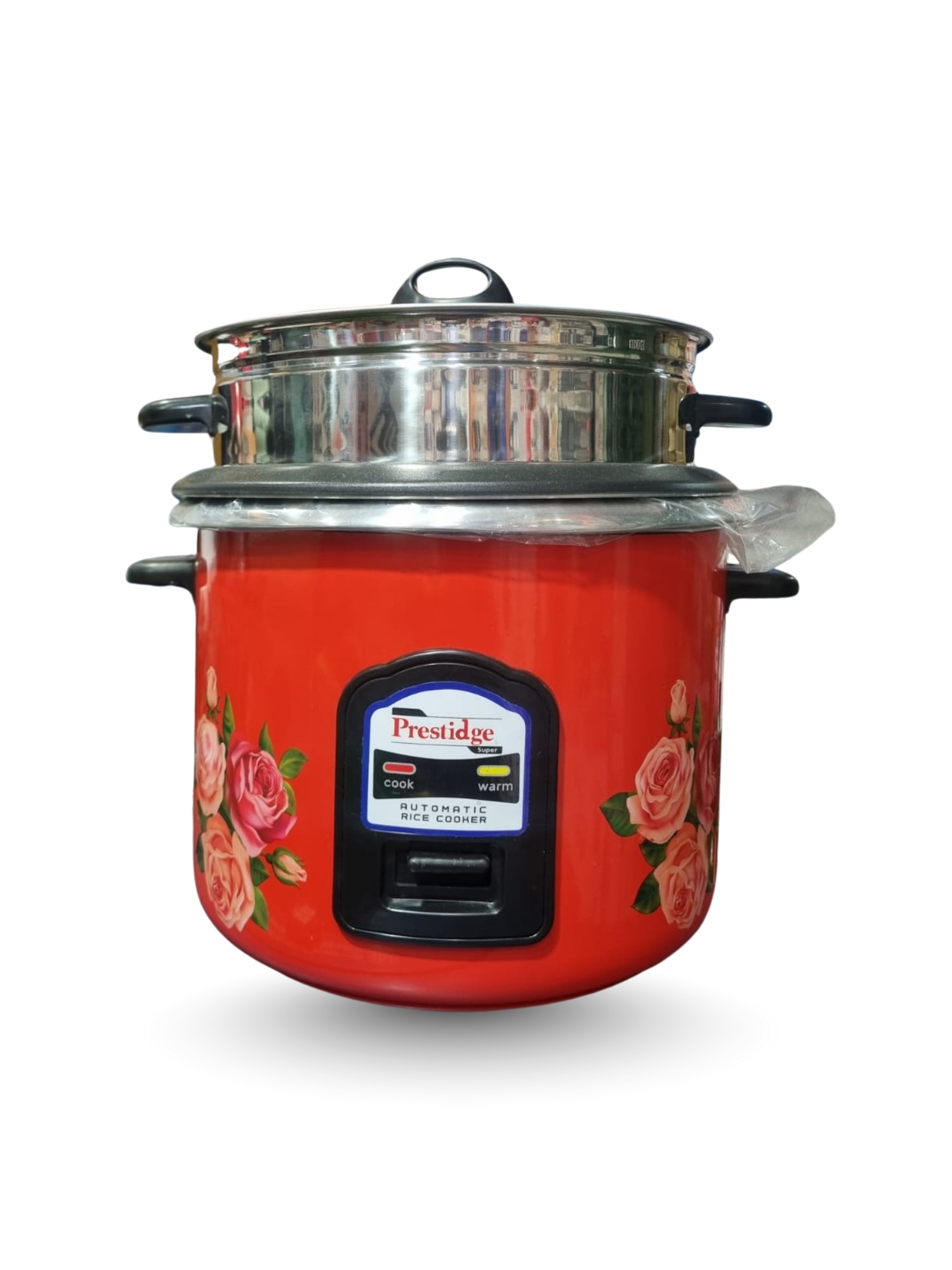 Prestige 1.8 Liter Electric Rice Cooker – Double inner Pot | Auto keep warm, steamer tray.